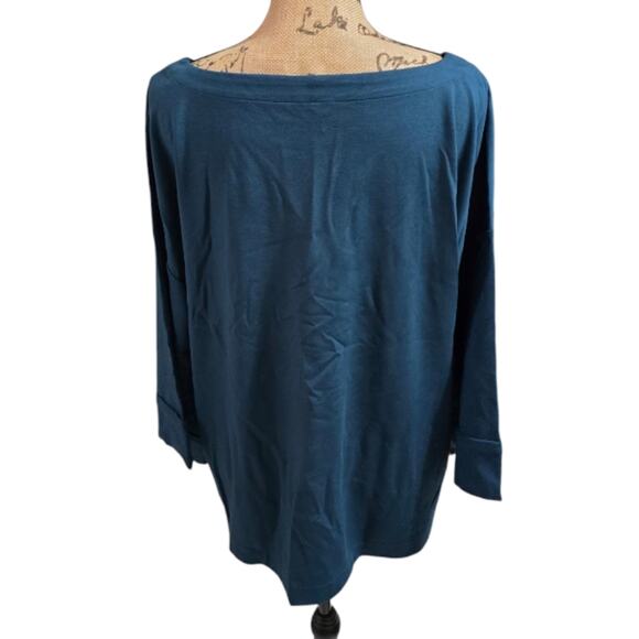 Ann Taylor Comfy Casual Comfy‎ Teal Blue 3/4 Sleeve Top Blouse Size XL NEW - Picture 2 of 5